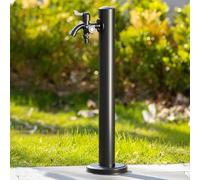 Colonne d'eau de jardin en acier inoxydable 304 avec robinet à double sortie, robinet antigel pour extérieur, 60 cm, fontaine d'eau de terrasse (noir)