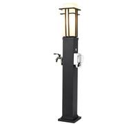 Colonne d'eau de jardin en acier inoxydable 304 - Bouche d'incendie résistante au gel avec prise étanche verrouillable - Éclairage LED - Deux sorties d'eau pour terrasse et jardin