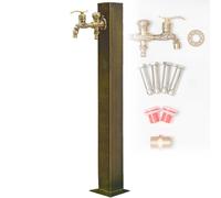 Colonne d'eau de jardin en acier inoxydable 304, robinet vertical avec double sortie, robinet d'eau résistant au gel pour irrigation et lavage (d-A, 8 x 65 cm)