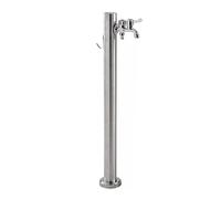 Colonne d'eau de jardin en acier inoxydable avec double robinet 60 cm Robinet vertical autoportant pour terrasse Tuyau résistant au gel pour irrigation et lavage.