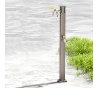 Colonne d'eau de jardin en acier inoxydable avec double robinet, fonction antigel pour une utilisation toute l'année, fontaine décorative et solution de bouche d'eau