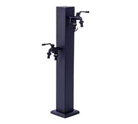 Colonne d'eau de jardin en acier inoxydable avec robinet à double sortie de 85,1 cm - Bec d'eau autonome pour l'extérieur - Parfait pour l'irrigation du jardin et l'utilisation de la cour