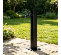Colonne d'eau de jardin en acier inoxydable avec robinet,bouche d'incendie noire autoportante,source d'hydratation décorative extérieure pour l'irrigation,le lavage de voiture(A,Height: 95cm/37.4in)