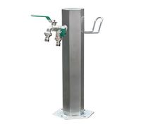 Colonne d'eau de Jardin en Acier Inoxydable avec Robinet Mural et Support de Tuyau, Fontaine autoportante de 50 cm avec Robinet pour Usage extérieur