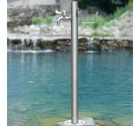 Colonne d'eau de jardin en acier inoxydable avec support de tuyau résistant au gel et robinet pour irrigation extérieure et lavage 13 cm x 86 cm