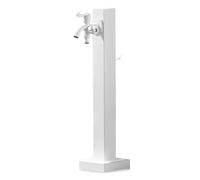 Colonne D'eau de Jardin en Acier Inoxydable, Borne-Fontaine Extérieure avec Robinet Antigel à Double Sortie, pour Jardin, Ferme, Pâturage et Cour Arrière(White,H: 60cm/24in)
