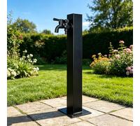Colonne d'eau de jardin en acier inoxydable,robinet de colonne d'eau monté au sol,source d'hydratation décorative extérieure,robinet d'eau noire pour le lavage de voiture(Height: 60cm/23.6in)