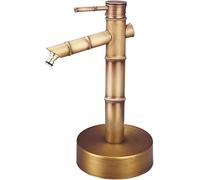 Colonne D'eau De Jardin En Bambou Antique Entièrement En Cuivre, Robinet De Cour, Fontaine D'eau Décorative À Hauteur Réglable(87.5cm/34.4 in)