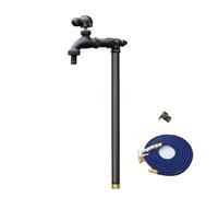 Colonne d'eau de jardin extérieur avec robinet - Distributeur d'eau vertical de 69,8 cm à double sortie avec pistolet pulvérisateur et tuyau pour un arrosage et un jardinage faciles