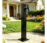 Colonne d'eau de jardin extérieure en acier inoxydable 304, support de tuyau carré autoportant avec robinet, robinet d'eau vertical antigel sans gel pour cour et pelouse(Height: 95cm/37.4in)