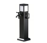 Colonne D'eau de Jardin Extérieure en Acier Inoxydable, Robinets d'eau sur Pied avec Lampe Solaire, Colonne d'eau Antigel avec Double Sortie, avec Support de Tuyau, pour Jardin Pelouse(60cm/24in)