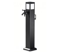Colonne D'eau de Jardin Extérieure en Acier Inoxydable, Robinets d'eau sur Pied avec Lampe Solaire, Colonne d'eau Antigel avec Double Sortie, avec Support de Tuyau, pour Jardin Pelouse(80cm/31in)