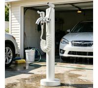 Colonne d'eau de jardin extérieure en acier inoxydable, support de tuyau autoportant avec double robinet, bouche d'incendie blanche pour station-service, lavage de voiture(A,Height: 95cm/37.4in)