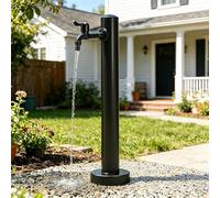 Colonne d'eau de jardin noir,Colonne à Eau en Acier Inoxydable,Robinet D'extérieur,avec Robinet d’eau & Raccord Résistant aux UV et au Gel,pour Irrigation Et Lavage 60cm Noir E