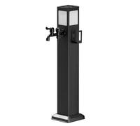 Colonne d'eau de jardin, robinet d'extérieur avec lampe solaire, en acier inoxydable, 2 sorties, résistant au gel, antirouille, pour le jardin (80 cm / 31 in)