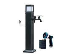 Colonne d'eau de jardin, robinet d'extérieur avec lumière solaire, autoportant, en aluminium, convient pour le lavage (74 cm / 29 in)