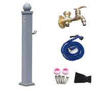 Colonne d'eau de jardin robinet d'extérieur carré vertical en aluminium bouche d'incendie antigel avec pistolet pulvérisateur 114 cm - Accessoire de fontaine de jardin durable (gris)