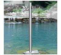 Colonne d'eau de Jardin Robinets d'eau Extérieurs, Fontaine à Eau Ronde en Acier Inoxydable, Support de Tuyau de Robinet de Robinet Debout pour Le Lavage d'irrigation d'arrosage de pelouse