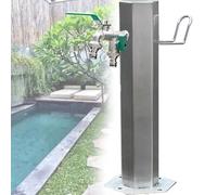 Colonne D'Eau De Jardin Ronde En Acier Inoxydable 65 Cm - Colonne De Distribution D'Eau ExtéRieure Autoportante Avec Robinet - éLéGant Robinet D'Eau Et Fontaine D'ExtéRieur Au Sol,6points(25mm)