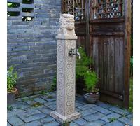 Colonne d'eau de jardin style antique avec robinet extérieur, pilier d'alimentation en eau gris résistant aux UV et au gel et fontaine
