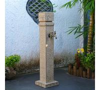 Colonne d'eau de jardin style antique avec robinet extérieur, pilier d'alimentation en eau gris résistant aux UV et au gel et fontaine