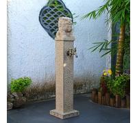 Colonne d'eau de jardin style antique avec robinet extérieur, pilier d'alimentation en eau gris résistant aux UV et au gel et fontaine