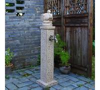 Colonne d'eau de jardin style antique avec robinet extérieur, pilier d'alimentation en eau gris résistant aux UV et au gel et fontaine