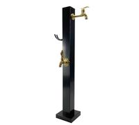 Colonne d'eau de jardin verticale avec robinet en cuivre et support de tuyau - Distributeur d'eau monté au sol pour l'irrigation du jardin