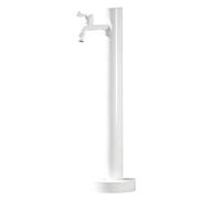 Colonne d'eau de jardin verticale blanche, support tuyau autoportant robinet d'eau extérieur distributeur robinet de robinet jardin antigel fontaine caractéristique d'eau(Blanc,95cm/37.4in,Style 1)