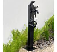 Colonne d'eau de jardin verticale extérieure en acier inoxydable 304 avec robinet en cuivre double 2-1 et pistolet, bouche d'incendie de Cour noire pour l'arrière - Cour et l'irrigation,Black-60cm