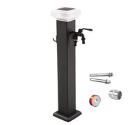 Colonne d'eau de jardin verticale pour l'extérieur avec éclairage solaire, support de tuyau autoportant avec double robinet, convient pour arroser les pelouses dans le jardin (60 cm / 24 in)
