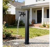 Colonne d'eau extérieure avec robinet Robinet d'eau de jardin vertical autoportant noir en acier inoxydable avec accessoires de montage pour le lavage de l'irrigation(Double-spout faucet Height: 95cm)