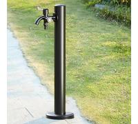 Colonne d'eau extérieure en acier inoxydable avec robinet, pompe à eau de jardin et support de tuyau, robinet d'extérieur résistant au gel (noir, 60 cm)