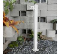 Colonne d'eau extérieure en acier inoxydable blanc avec double robinet, pilier de robinet d'eau antigel pour jardin et ferme
