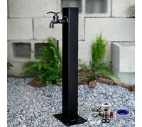 Colonne d'eau extérieure en acier inoxydable de 60 cm avec robinet et double entrées idéale pour l'irrigation et le nettoyage du jardin Compatible avec pistolets pulvérisateurs et polyvalent