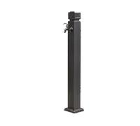 Colonne d'eau extérieure en acier inoxydable et support de tuyau avec robinet - Robinet anti-gel, antirouille pour jardin, cour, terrasse - Noir 74 cm