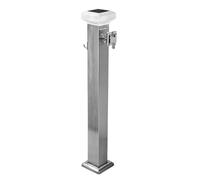 Colonne d'eau Solaire autoportante avec Robinet, borne d'eau décorative antigel de 61 cm, Fontaine d'extérieur pour Jardin et terrasse (Argent)