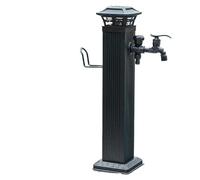 Colonne d'eau solaire avec robinet extérieur antigel support de tuyau autoportant robinet de sol for une utilisation toute l'année(Black-two Holes Faucets-b,65.5cm)