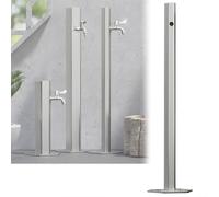 Colonne d'eau verticale carrée en acier inoxydable 304 pour extérieur et jardin résistant au gel - Double robinet monté au sol - Support de tuyau pour le lavage (D 20,5 x 86 cm)