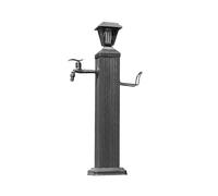 Colonne d'eau verticale carrée noire for jardin avec robinet, support de tuyau autoportant avec éclairage LED, distributeur d'eau antigel extérieur, borne d'incendie(44.9'')