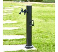 Colonne d'eau verticale cylindrique en acier inoxydable 304 pour jardin, support de tuyau autoportant avec robinet, distributeur d'eau antigel pour extérieur, borne d'inc,Black3-60cm/23.6in