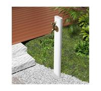 Colonne d'eau verticale de jardin en acier inoxydable blanc avec robinet en cuivre for oiseaux, conduite d'eau autonome, borne d'incendie de jardin, robinet d'eau à montage au sol