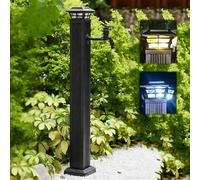 Colonne d'eau verticale d'extérieur avec éclairage LED bicolore solaire, support de tuyau d'arrosage avec robinet à sortie unique allongé, accessoire d'arrosage décoratif(43.3in)