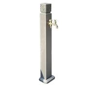 Colonne d'eau verticale d'extérieur en acier inoxydable - Distributeur de fontaine décoratif avec robinet et pistolet pulvérisateur (gris, 80 cm) pour jardin, terrasse et balcon