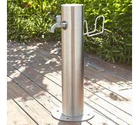 Colonne d'eau verticale en acier inoxydable 304 pour robinet de jardin extérieur avec pistolet pulvérisateur et accessoires d'installation Fontaine d'irrigation Argent 2,5 à 20,3 x 86,1 cm