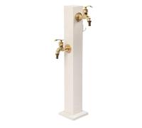 Colonne d'eau verticale indépendante pour jardin, robinet d'extérieur en acier inoxydable durable avec double sortie, résistant à l'hiver, hauteur 85 cm, blanc (15 x 15 x 85 cm)