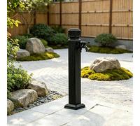 Colonne d'eau verticale pour jardin extérieur - Support de tuyau carré autoportant avec robinet à double sortie et arroseur - Fontaine décorative et borne d'eau(Without Sprinkler,A)