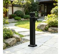 Colonne d'eau verticale pour jardin extérieur - Support de tuyau carré autoportant avec robinet à double sortie et arroseur - Fontaine décorative et borne d'eau(Without Sprinkler,B)