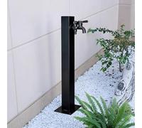 Colonne d'eau verticale pour robinet d'extérieur, support de tuyau en acier inoxydable 304 monté au sol pour irrigation et lavage, noir (hauteur : 95 cm)