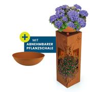 Colonne Décorative Métal Avec Jardinière Éclairée LED Papillon 72cm